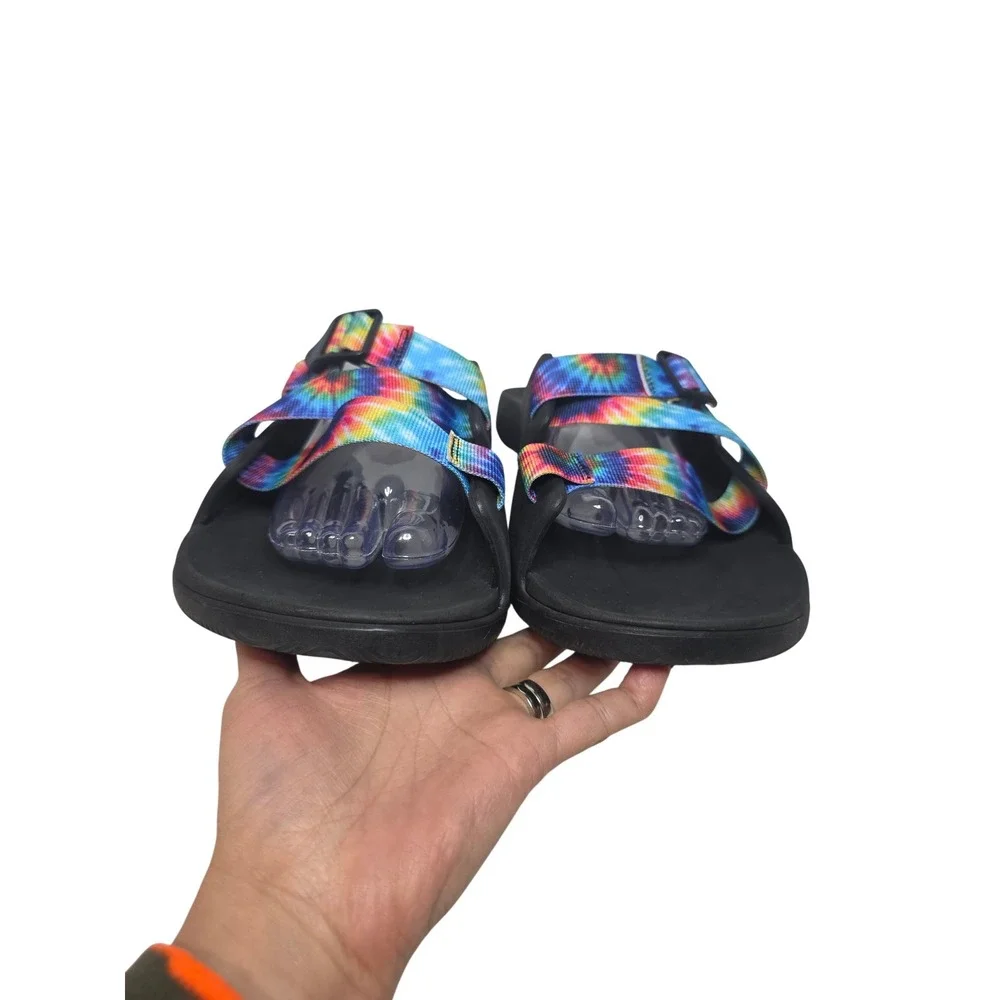 Chaco Chillos Slide M's 14 Sandals Black TieDye AdjustableStrap LUVSEAT‎ Footbed